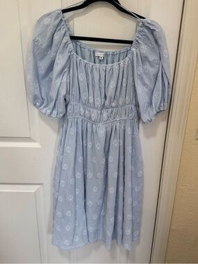 Baltic Born Light Blue Puff Sleeve Mini Dress
